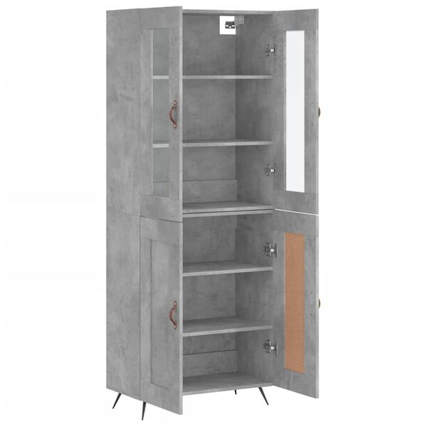 vidaXL Skř&iacute;ň highboard betonově &scaron;ed&aacute; 69,5x34x180 cm kompozitn&iacute; dřevo