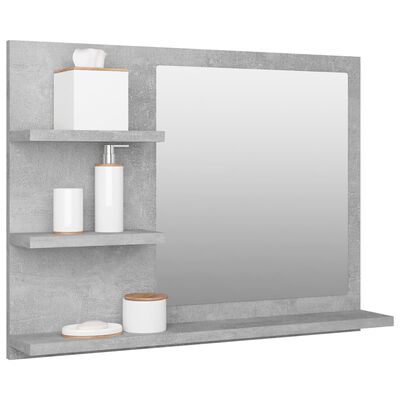 vidaXL Koupelnové zrcadlo betonově šedé 60 x 10,5 x 45 cm dřevotříska