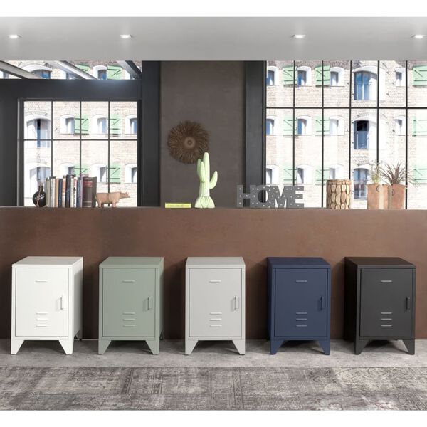 Vipack Nočn&iacute; stolek Bronxx s dv&iacute;řky kovov&yacute; matn&yacute; b&iacute;l&yacute;