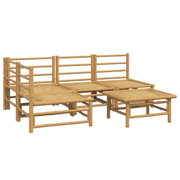 vidaXL 5dílná zahradní sedací souprava světle šedé podušky bambus