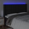 vidaXL Čelo postele s LED čern&eacute; 147 x 16 x 118/128 cm uměl&aacute; kůže