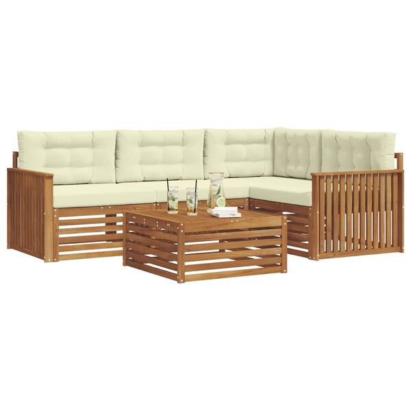 vidaXL Venkovn&iacute; pohovkov&aacute; souprava 5 pcs Přirozen&aacute; a Kr&eacute;mov&aacute;