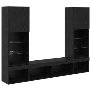 vidaXL TV n&aacute;stěnn&eacute; jednotky s LED 5 pcs 40,5 x 30 x 102 cm Čern&yacute; dub