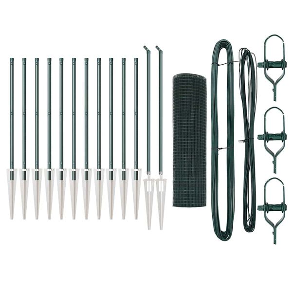 vidaXL Plotov&yacute; sloupek. Zelen&aacute; 25 x 0,5 m (pletivo 12 x 12 mm) Ocel