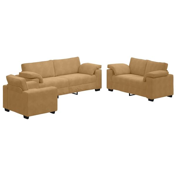 vidaXL 3d&iacute;ln&aacute; sedac&iacute; souprava s podu&scaron;kami hněd&aacute; samet