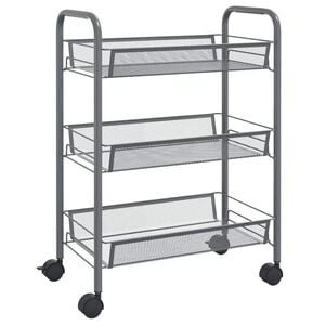 vidaXL Kuchyňsk&yacute; voz&iacute;k se 3 patry &scaron;ed&yacute; 46 x 26 x 64 cm železo