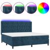vidaXL Box spring postel s matrac&iacute; a LED tmavě modr&aacute; 200x200 cm samet