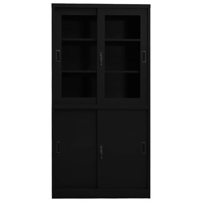 vidaXL Kancelářská skříň s posuvnými dveřmi černá 90x40x180 cm ocel
