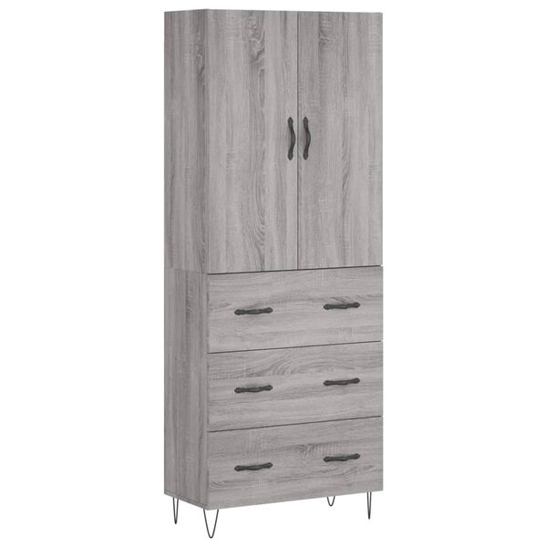 vidaXL Skř&iacute;ň highboard &scaron;ed&aacute; sonoma 69,5 x 34 x 180 cm kompozitn&iacute; dřevo