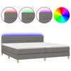 vidaXL Box spring postel s matrac&iacute; a LED tmavě &scaron;ed&aacute; 200x200 cm textil