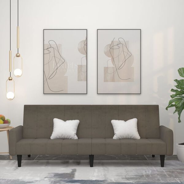 vidaXL 2m&iacute;stn&aacute; rozkl&aacute;dac&iacute; pohovka tmavě &scaron;ed&aacute; tkanina z mikrovl&aacute;kna