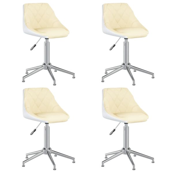 vidaXL Otočn&eacute; j&iacute;deln&iacute; židle 4 ks kr&eacute;movo-b&iacute;l&eacute; uměl&aacute; kůže