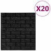 vidaXL 3D tapeta cihly samolep&iacute;c&iacute; 20 ks čern&aacute;