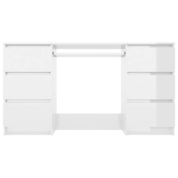 vidaXL Psac&iacute; stůl b&iacute;l&yacute; s vysok&yacute;m leskem 140x50x77 cm kompozitn&iacute; dřevo