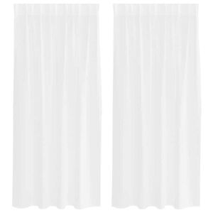 vidaXL Voile Z&aacute;clona se z&aacute;clonami 2 pcs B&iacute;l&aacute; 175 x 140 cm Polyester