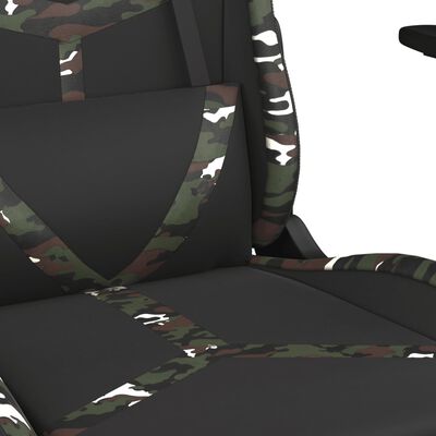 vidaXL Masážní herní židle černá a maskáčová umělá kůže