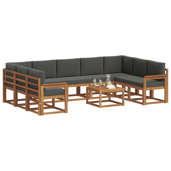 vidaXL Venkovn&iacute; pohovkov&aacute; souprava 10 pcs Přirozen&aacute; a Anthracitov&aacute;