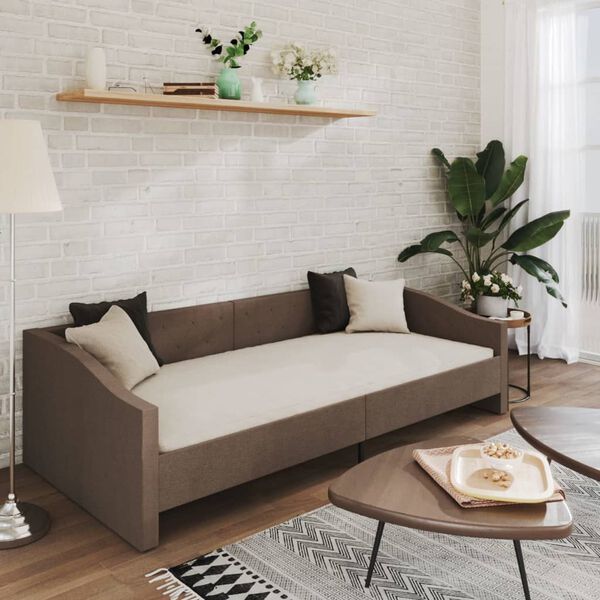 vidaXL V&aacute;lenda s matrac&iacute; a USB taupe textil 90 x 200 cm