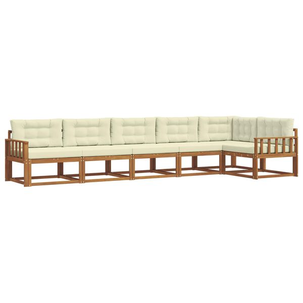 vidaXL Venkovn&iacute; pohovkov&aacute; souprava 6 pcs Přirozen&aacute; a Kr&eacute;mov&aacute;