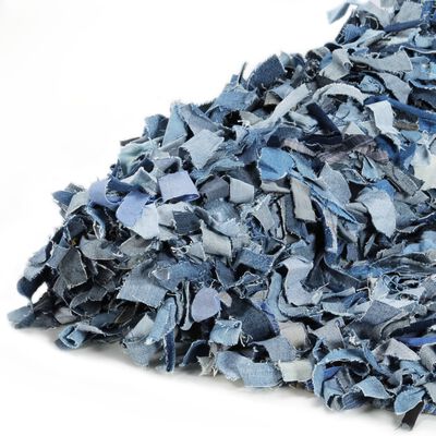 vidaXL Shaggy koberec riflovina 190 x 280 cm modrý