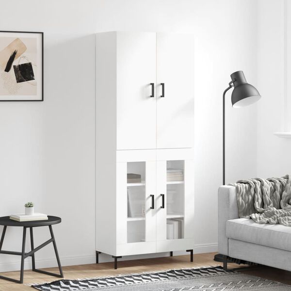 vidaXL Skř&iacute;ň highboard b&iacute;l&aacute; 69,5 x 34 x 180 cm kompozitn&iacute; dřevo