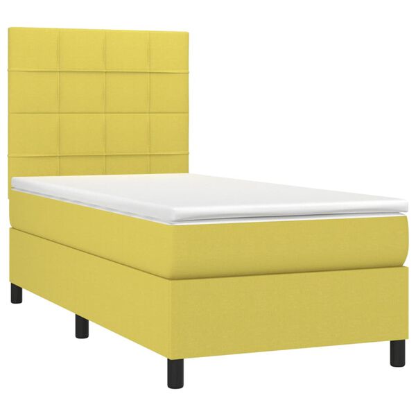 vidaXL Box spring postel s matrac&iacute; a LED zelen&aacute; 100x200 cm textil