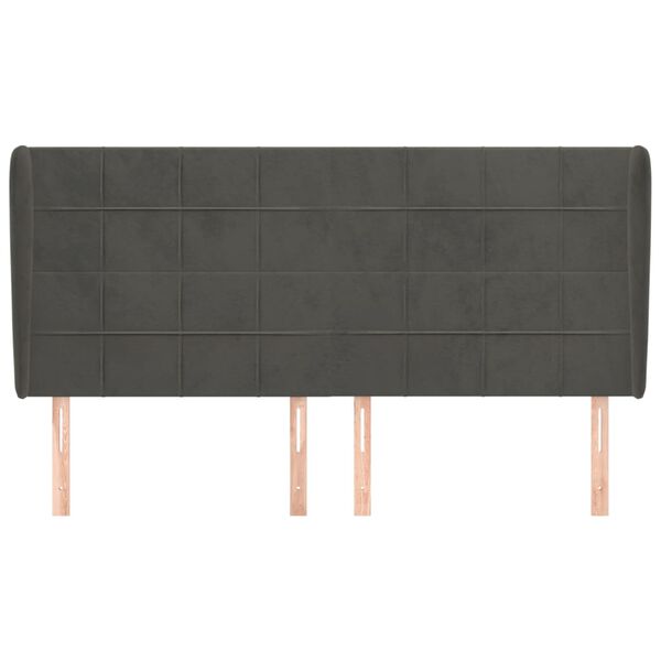 vidaXL Čelo postele typu ušák tmavě šedé 203x23x118/128 cm samet