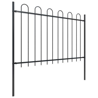 vidaXL Zahradní plot s obloučky ocelový 13,6 x 1,2 m černý