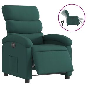 vidaXL Elektrick&eacute; polohovac&iacute; křeslo tmavě zelen&eacute; textil