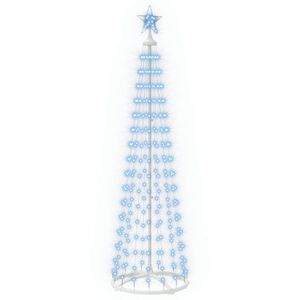 vidaXL LED kuželov&yacute; v&aacute;nočn&iacute; stromek 180 cm 250 LED Modr&aacute; Ocel B&iacute;l&aacute;