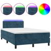 vidaXL Box spring postel s matrac&iacute; a LED tmavě modr&aacute; 120x200 cm samet