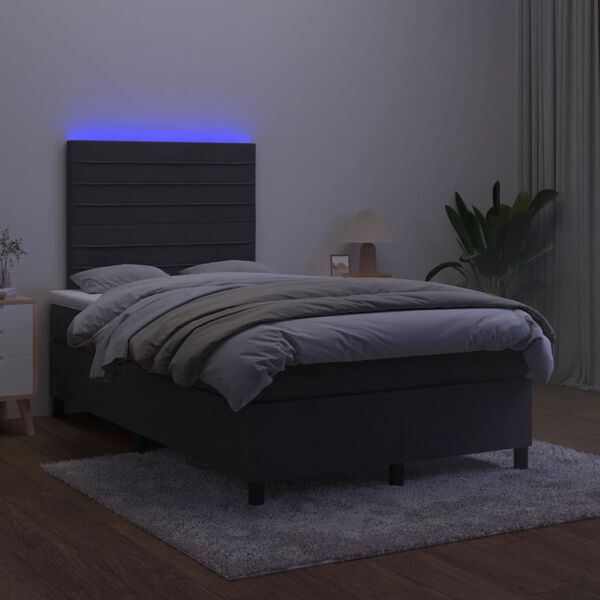 vidaXL Box spring postel s matrac&iacute; a LED čern&aacute; 120x200 cm samet