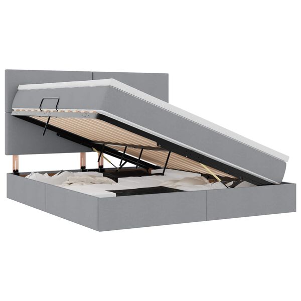vidaXL Postel s &uacute;ložn&yacute;m prostorem a LED osvětlen&iacute;m s čelo Světle &scaron;ed&aacute;