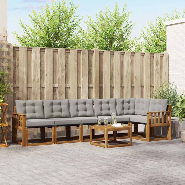 vidaXL Venkovn&iacute; pohovkov&aacute; souprava 7 pcs Př&iacute;rodn&iacute; a světle &scaron;ed&aacute;