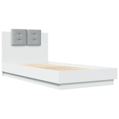 vidaXL Rám postele s čelem bílý 75 x 190 cm kompozitní dřevo