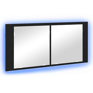 vidaXL LED zrcadlov&aacute; skř&iacute;ň Čern&yacute; dub 100 x 12 x 45 cm kompozitn&iacute; dřevo