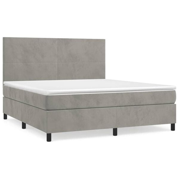 vidaXL Box spring postel s matrac&iacute; světle &scaron;ed&aacute; 160x200 cm samet