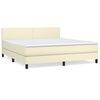 vidaXL Box spring postel s matrac&iacute; kr&eacute;mov&aacute; 160x200 cm uměl&aacute; kůže