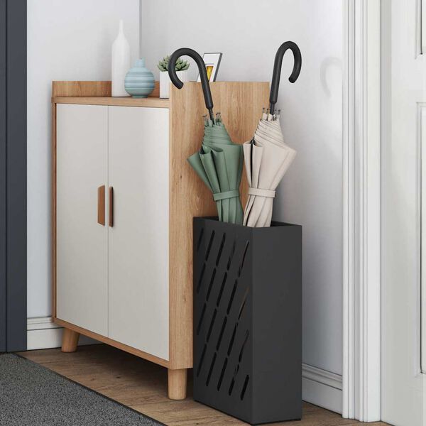 vidaXL Stojan na slunečníky s úložištěm Černá 28 x 12 x 41 cm Ocel