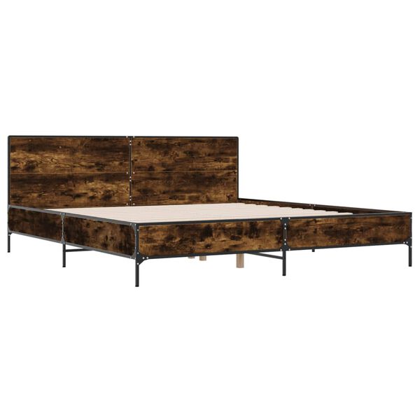 vidaXL R&aacute;m postele kouřov&yacute; dub 180 x 200 cm kompozitn&iacute; dřevo a kov