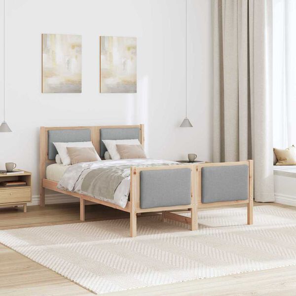 vidaXL R&aacute;m postele s čelo Světle &scaron;ed&aacute; 120 x 200 cm textil