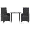 vidaXL 3d&iacute;ln&yacute; bistro set s podu&scaron;kami čern&yacute; polyratan