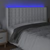 vidaXL Čelo postele s LED b&iacute;l&eacute; 147 x 16 x 118/128 cm uměl&aacute; kůže