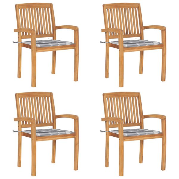 vidaXL Stohovatelné zahradní židle s poduškami 4 ks masivní teak