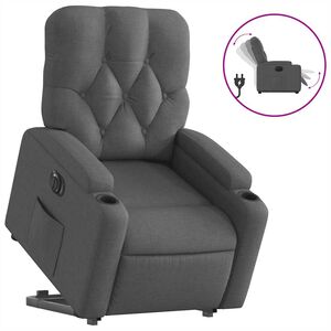 vidaXL Elektrick&eacute; zvedac&iacute; polohovac&iacute; křeslo tmavě &scaron;ed&eacute; textil