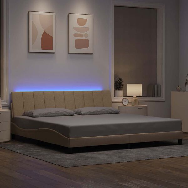 vidaXL R&aacute;m postele bez matrace Hanko kr&eacute;mov&yacute; 200 x 200 cm textil