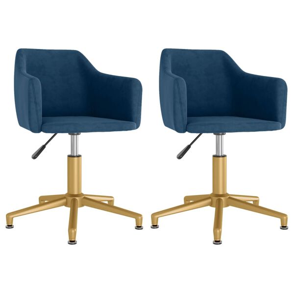 vidaXL Otočn&eacute; j&iacute;deln&iacute; židle 2 ks modr&eacute; samet