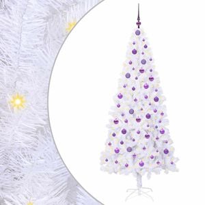 vidaXL Uměl&yacute; v&aacute;nočn&iacute; stromeček s stojanem B&iacute;l&aacute; 210 cm PVC a ocel