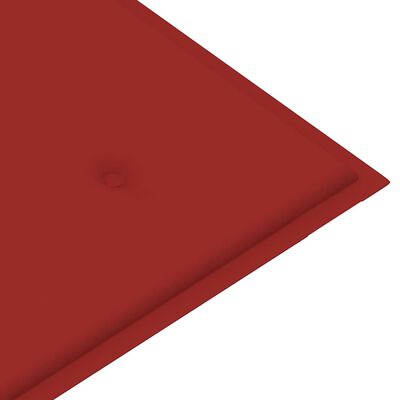 vidaXL Lavice Batavia s červenou poduškou 120 cm masivní teakové dřevo