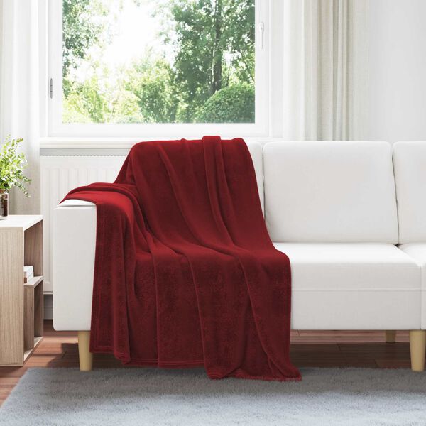 vidaXL Plažov&aacute; deka Bordeaux červen&aacute; 130 x 150 cm Fleece